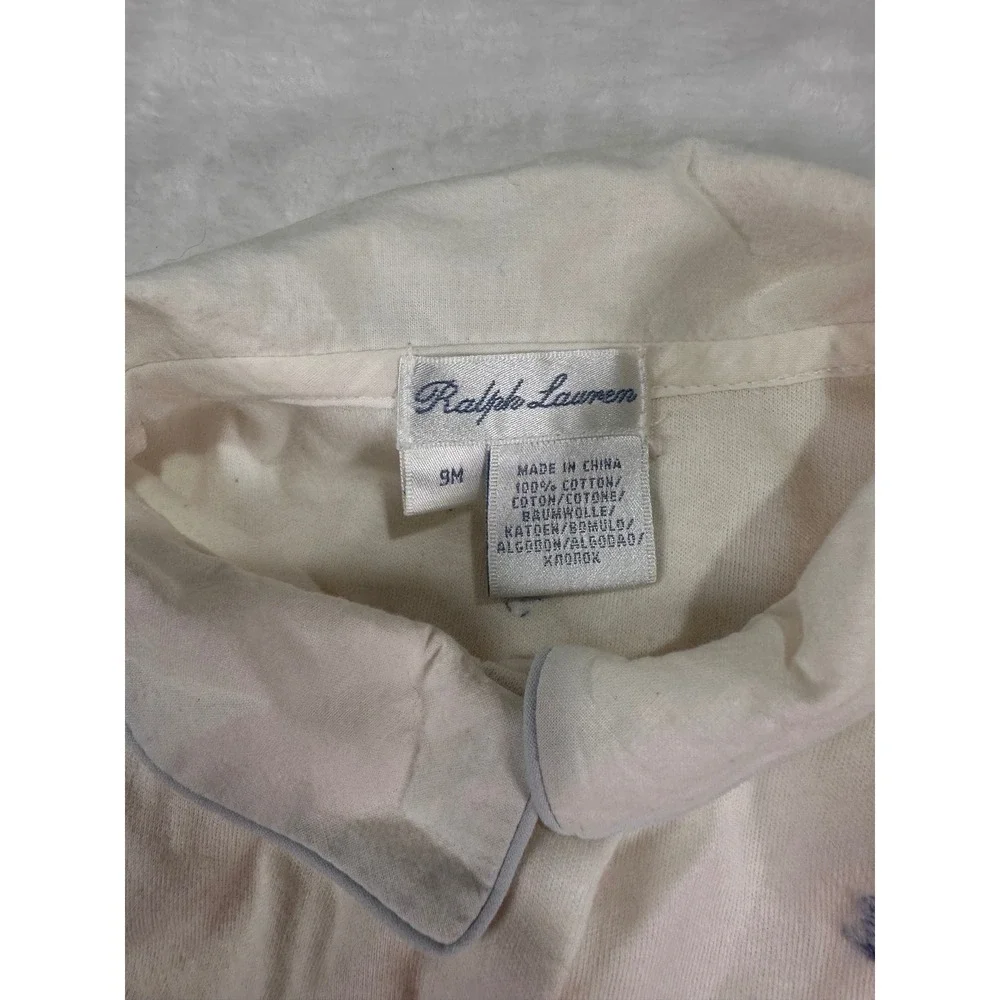 Ralph Lauren Anchor Embroidered Romper 9M‎ Cream Nautical Short Sleeve Baby Boy